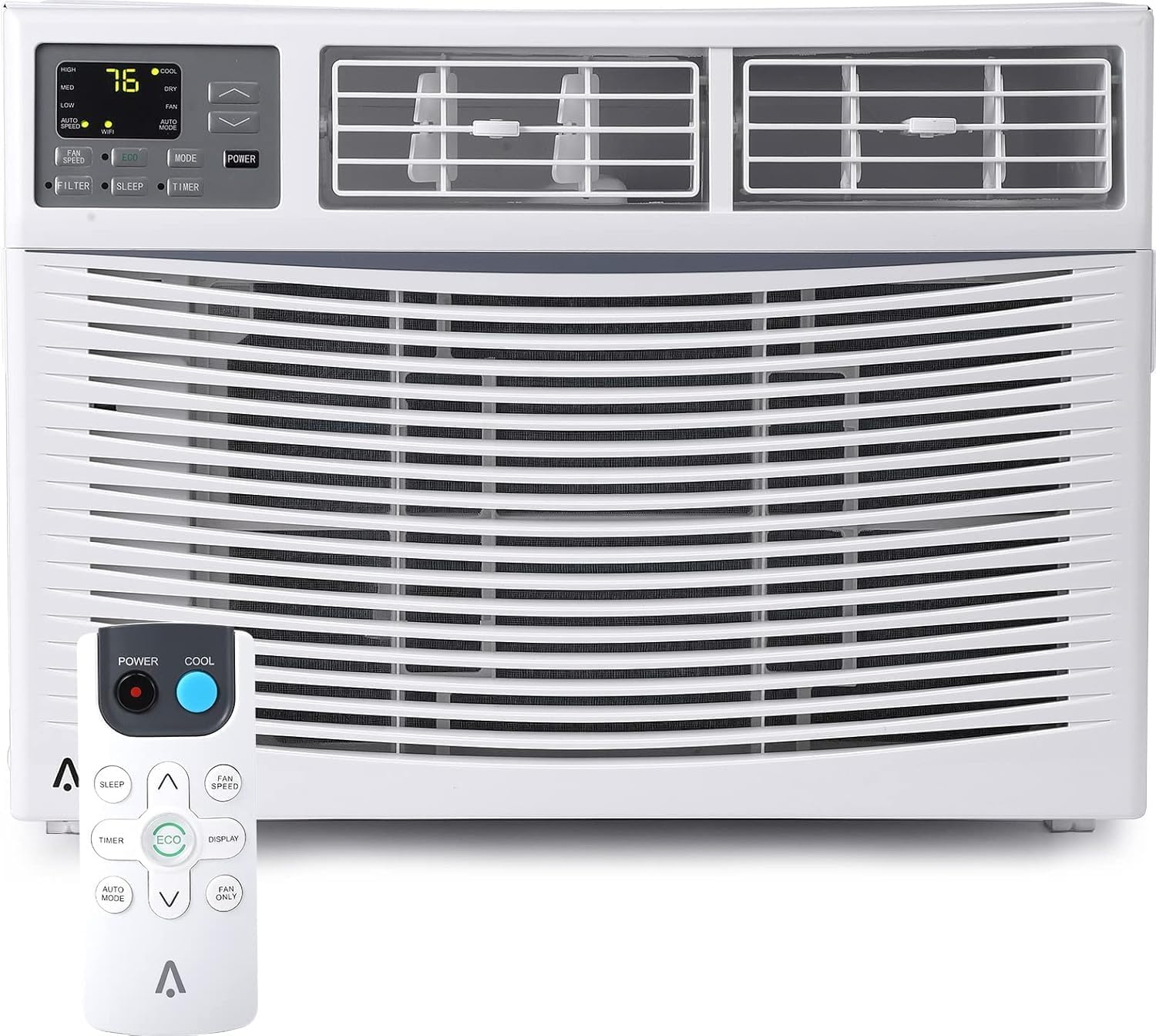 10,000 BTU Window Air Conditioner with WiFi, 115V, Window AC Cools up to 750 Sq. Ft for Bedroom, Living Room, Quiet Operation with Remote & App Controll, 3 Fan Mode,Sleep&ECO Mode,Washable Filter