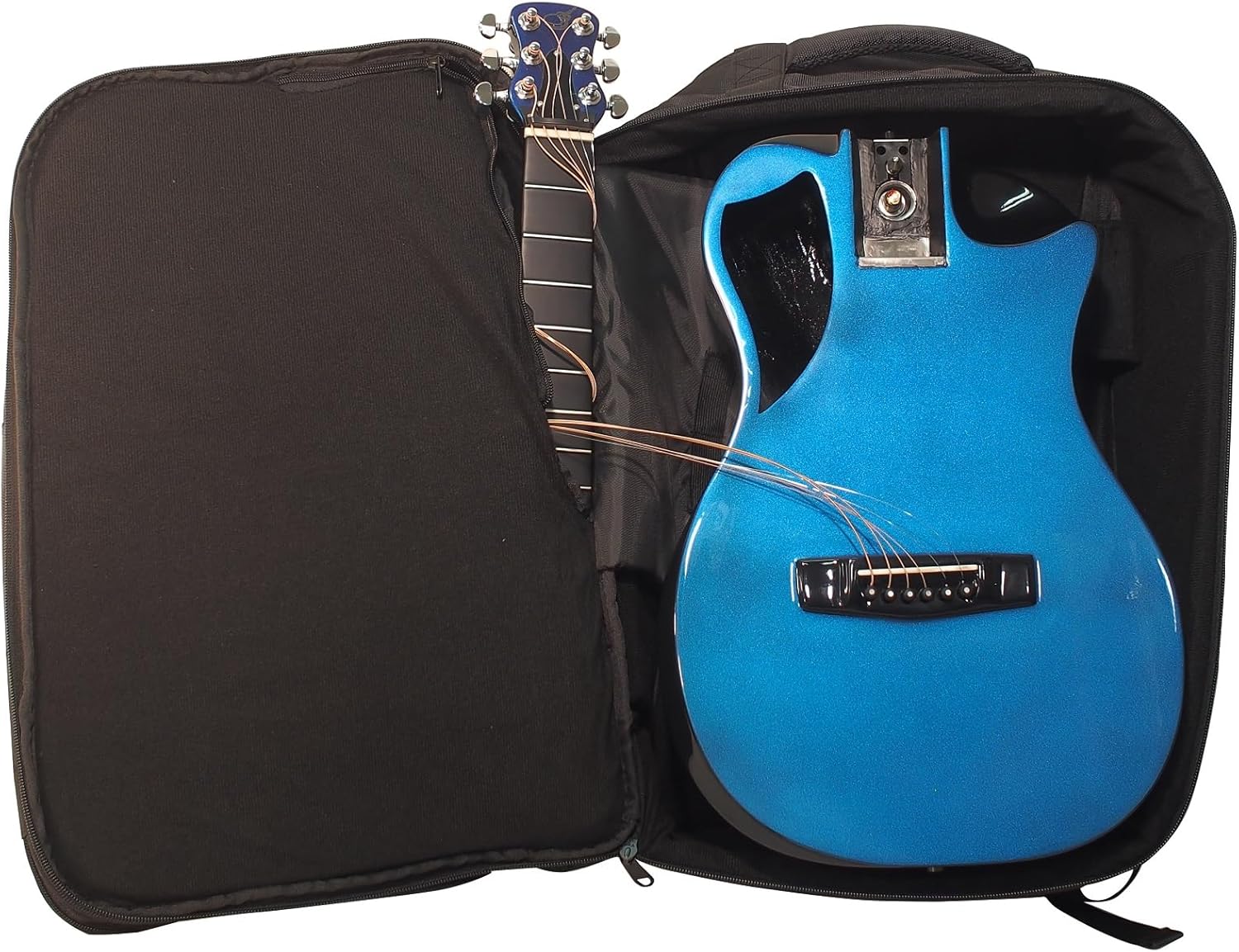 Journey Instruments Carbon Fiber Travel Guitar – OF660BP Traveling Acoustic Guitar with Collapsible Patented System – Portable Backpack Case (Blue Purple Matte)