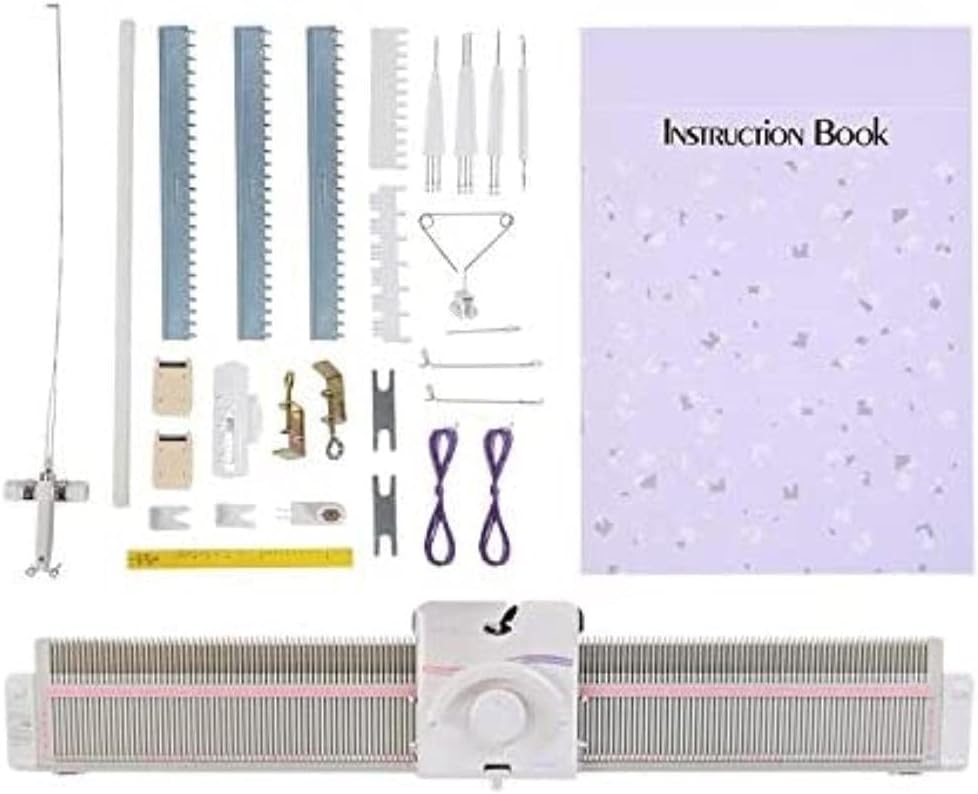 Knitting Machine, 6.5mm Mid Gauge 150 Stitches Plastic Domestic Knitting Machine with Accessories, Weaving Loom for Adults Or Kids, Knitting Loom Kit for Sock, Hat, Pumpkin