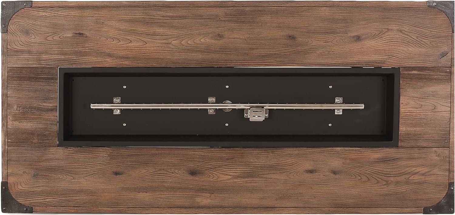 Merax Outdoor Patio Concrete Fire Table, Rectangle Gas Burning 56-Inch Fire Pit - 50,000 BTU, Wood Pattern Fire Table,(Tank Cover not Included),Brown