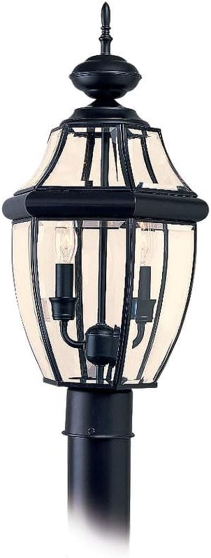 Sea Gull Lighting 8229-12, Lancaster Solid Brass Outdoor Post Lighting, 0.12W, Black, 21.5'' height