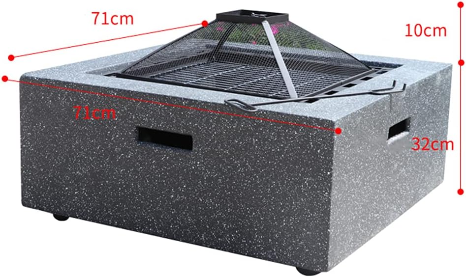 Brazier Grill, Outdoor Bowl Square Charcoal Heating Brazier Square Heating Tea Table Stove Courtyard Hotel Decoration