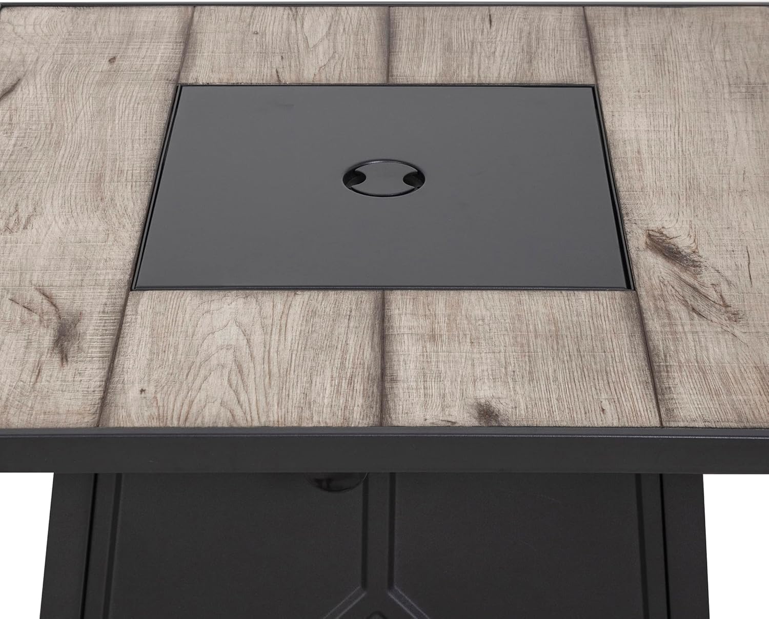 Outdoor 28 in. Square Black 40,000 BTU Steel Propane Gas Fire Pit Table with Steel lid, Weather Cover for Patio, Garden, Backyard