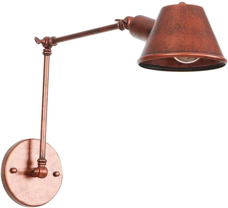 Wall Lamp Adjustable Metal Swing Arm Iron Wall Sconce Lights Industrial Vintage Fold Led Wall Spotlight Bedroom Office Wall Lighting Fixture,Rust,15Cm/Rust/30Cm