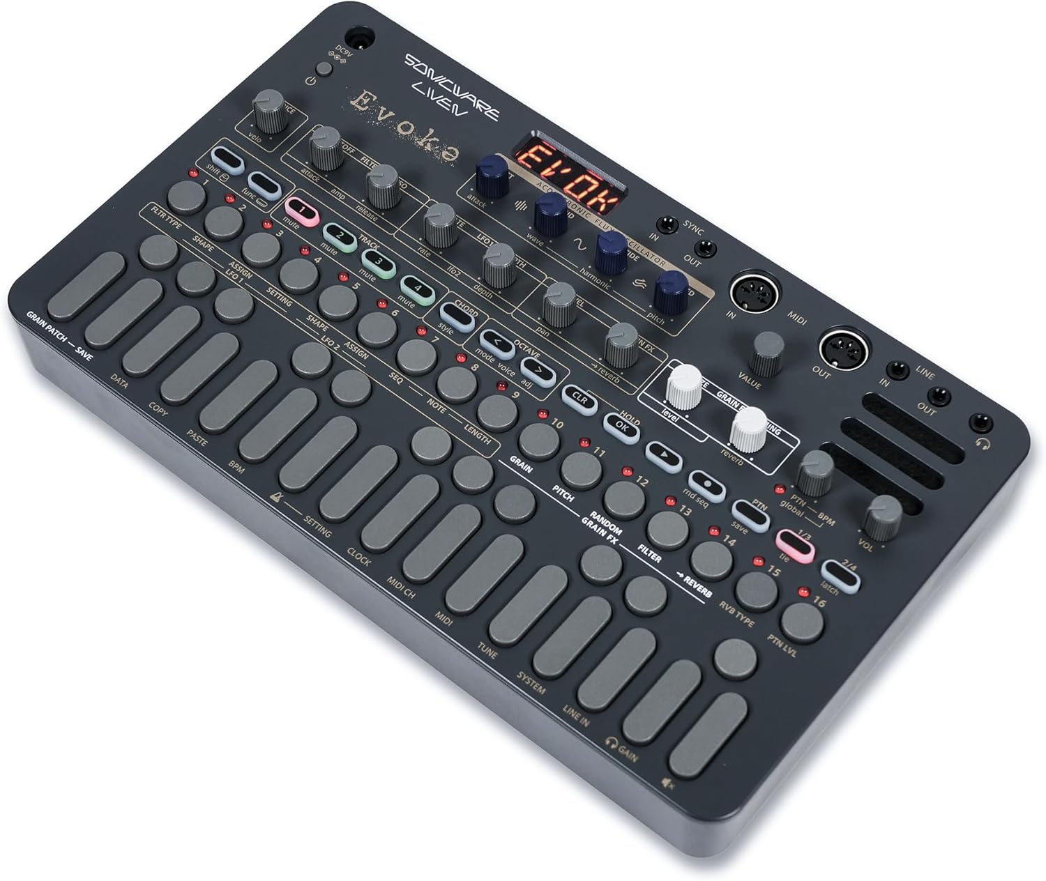 Sonicware Liven Evoke [Acoustronic Synthesizer with Granular Effect] – Portable Synthesizer for Cinematic Ambient and Post-Classical Music Production, Battery-Powered, Built-In Speaker