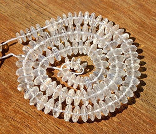 13 inch natural beads strand of 7-11mm faceted rondelle crystal quartz gemstone beads for DIY jewelry - necklace, bracelet, earring, ring.