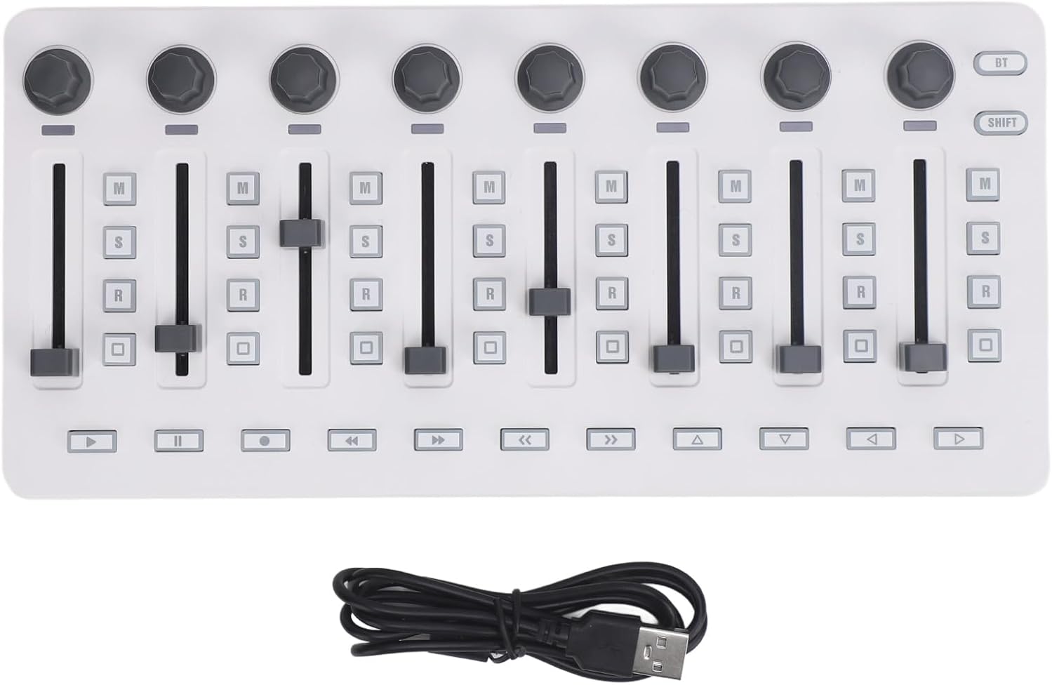 USB Bluetooth MIDI Controller Mixer Wire Less MIDI Mixing Console 360 Degree Rotating Encoders Midi Keyboard 8 Push Buttons 43 Control Keys 8 Knobs