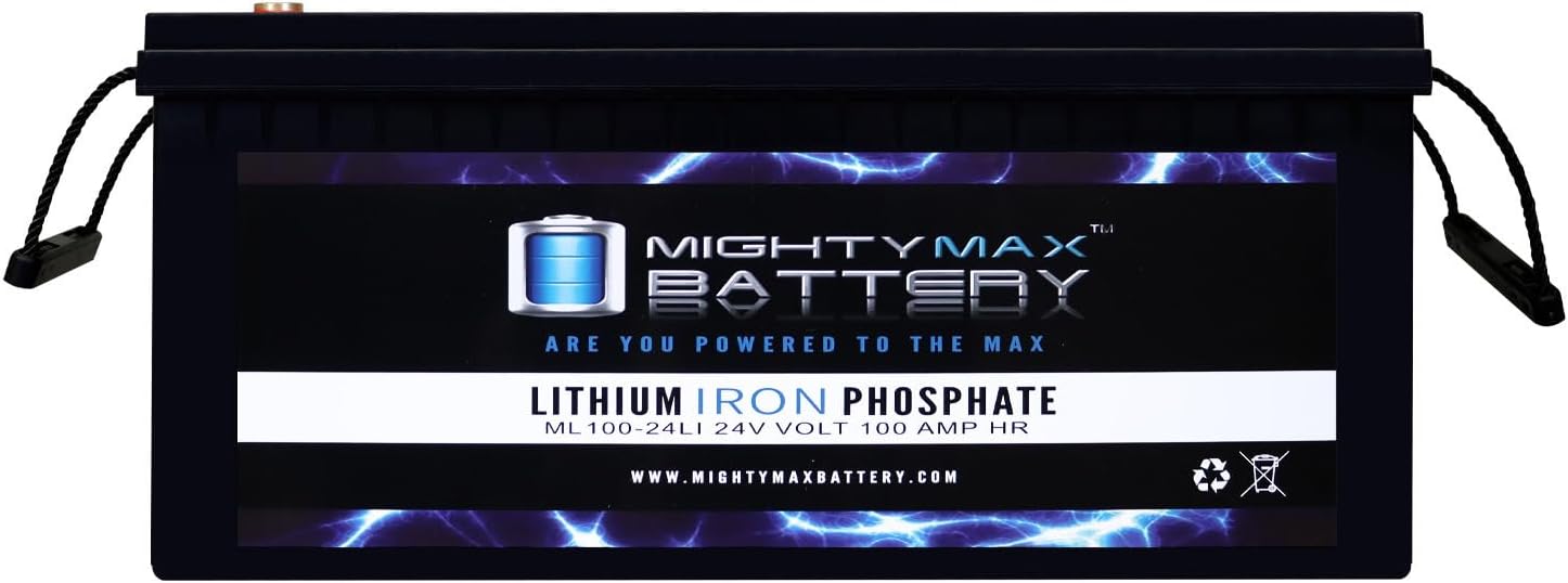 Mighty Max Battery ML100-24LI 24V 100Ah Lithium Replacement Battery Compatible with Solar Wind RV Marine Camping Off Grid Solar Panel Kit