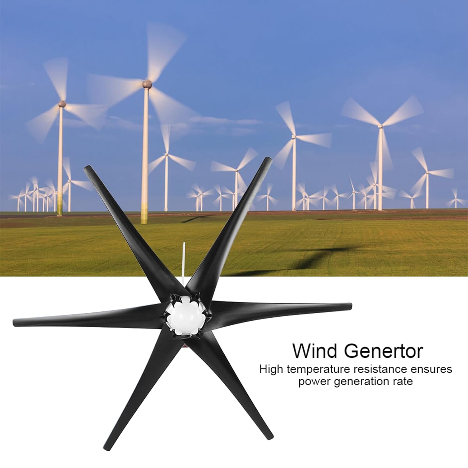 Mini Wind Turbines, 200W Wind Turbines, Mini Wind Generator Kit with 6 Blades Three Phase Alternator Power Supply, Power Generators (12V)