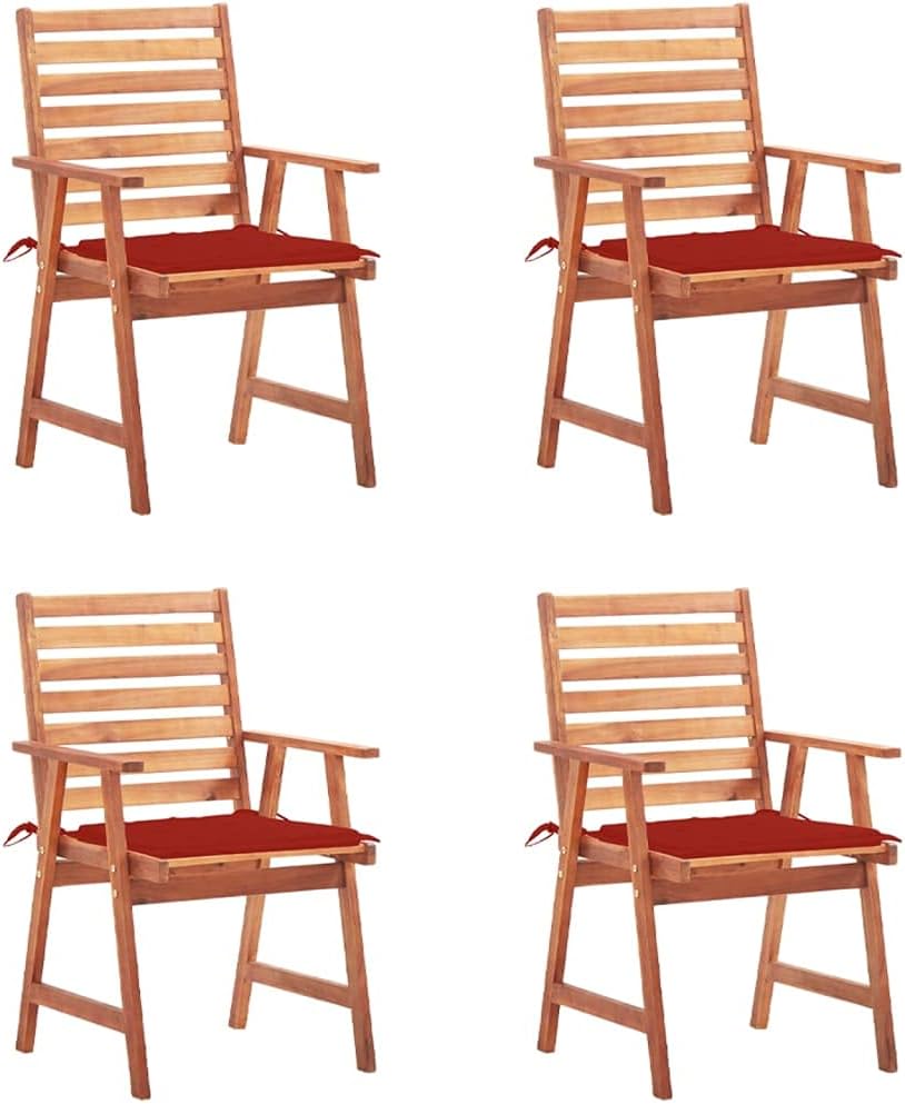 Patio Dining Chairs 4 pcs with Cushions Solid Acacia Wood,Acacia Wood Dining Chairs with Cushions for Outdoor Garden Patio Outdoor Furniture, Outdoor Chairs