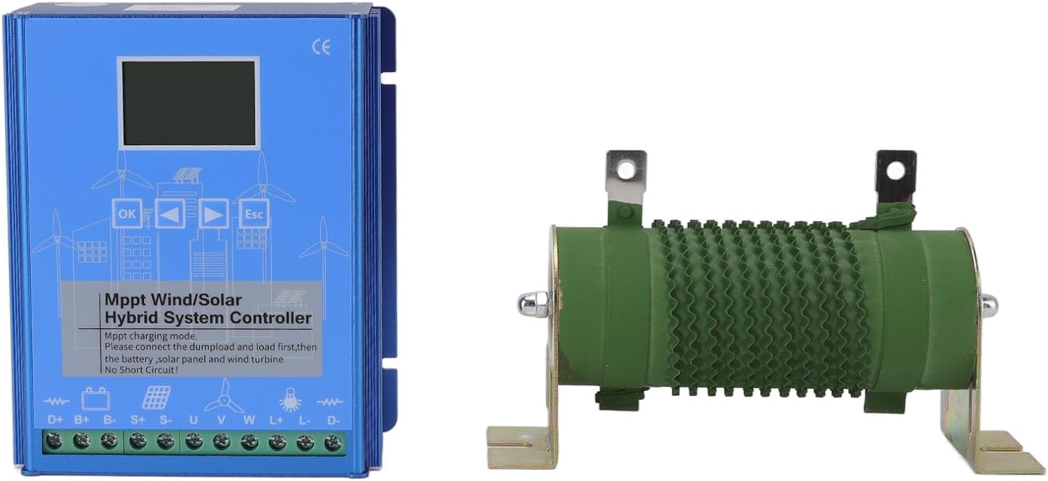 BRRNOO MPPT Solar Controller with LCD Screen, 24V/48V Wind Charge Controller for Solar Wind Systems