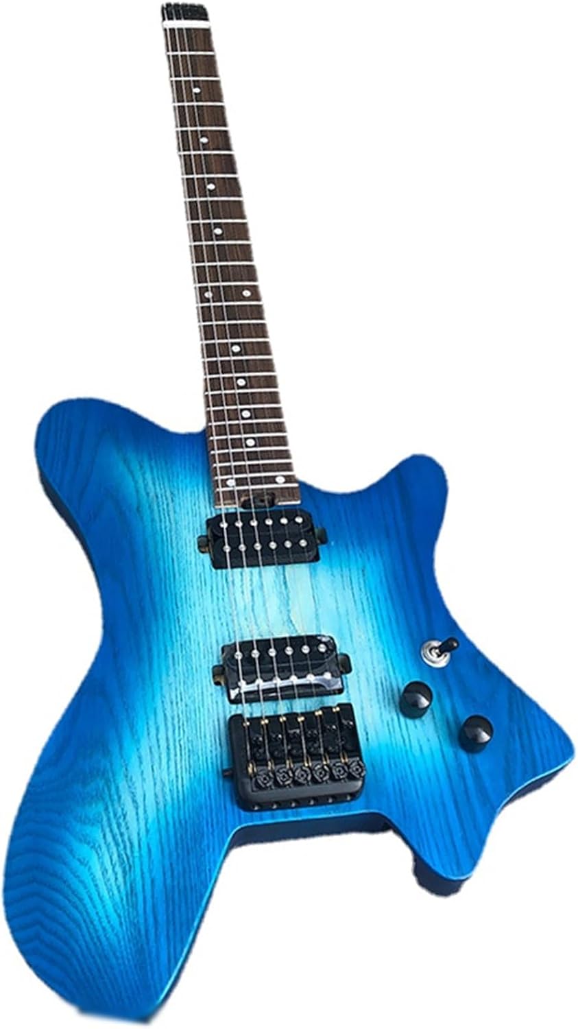 6 Strings Headless Electric Guitar Portable Travel Guitar Musical Instrument Professional Headless Guitar (Color : 02)