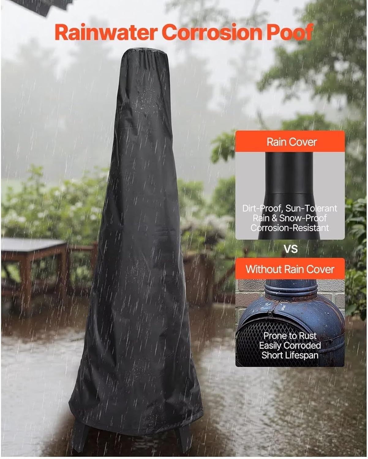 20 Inch Outdoor Wood Burning Firepit, Conical Fireplace for BBQ & Warming, Outside Wooden Fire Pit with Grill Mesh, Chimney Coat & Rustproof Chiminea Lid, for Patio, Garden, Backyard