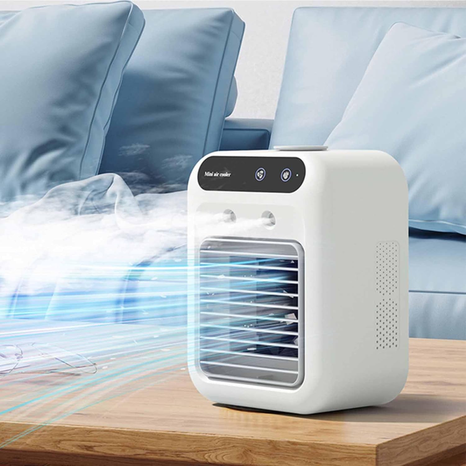 1800Mah Rechargeable Air Conditioner, Portable Small Evaporative Air Cooler Two Wind Speed Modes Low Noise for Outdoor, Indoor, Jobsite, Travel