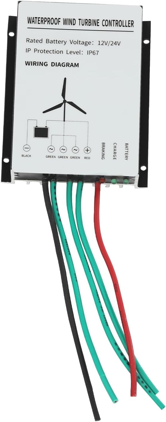 Wind Turbine Generator, 24V 500W Vertical Axis Wind Generator with Auxiliary Wind Wheel & Controller, 3 Blade Low Noise Nature Power System for RV Home Marine Energy