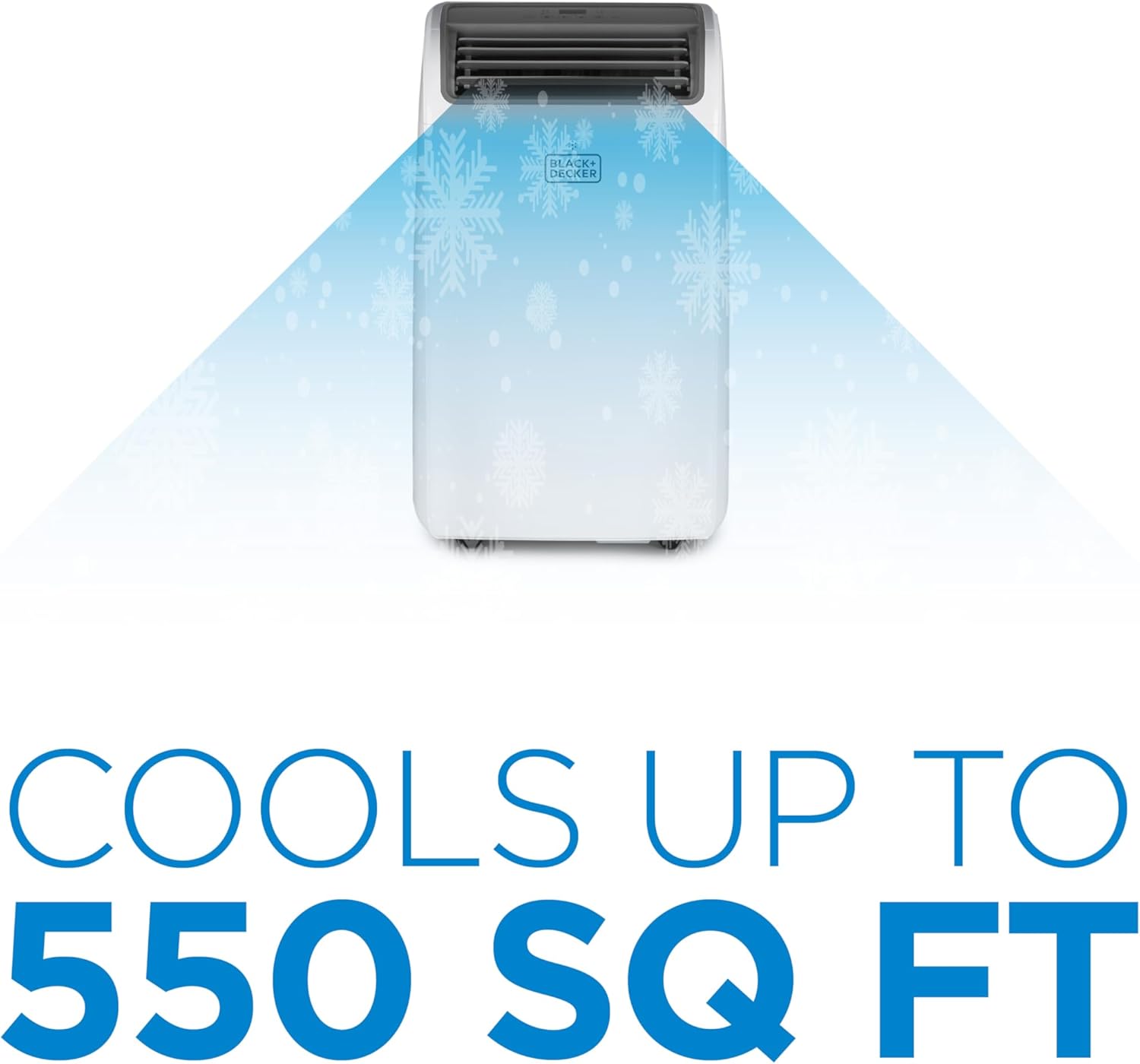 BLACK+DECKER Portable Air Conditioner, 12,000 BTU for Rooms Up To 550 Sq. Ft., Portable AC with Follow Me Remote Control & Window Kit, BPT08WTB, White