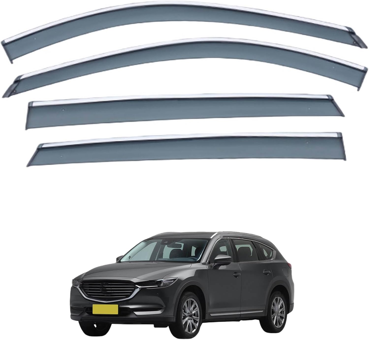Window Deflectors for Mazda CX-8 MK1-KG 2017+, Sun Rain Guard Window Visors Vent Shades with Bright Stripes Car Accessories