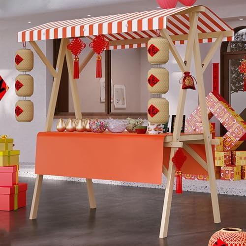 Purple Foldable Wooden Food Cart - Portable Concession Stand for Indoor/Outdoor Events, Parties, Promotions & Craft Exhibitions - Compact Size (Small)