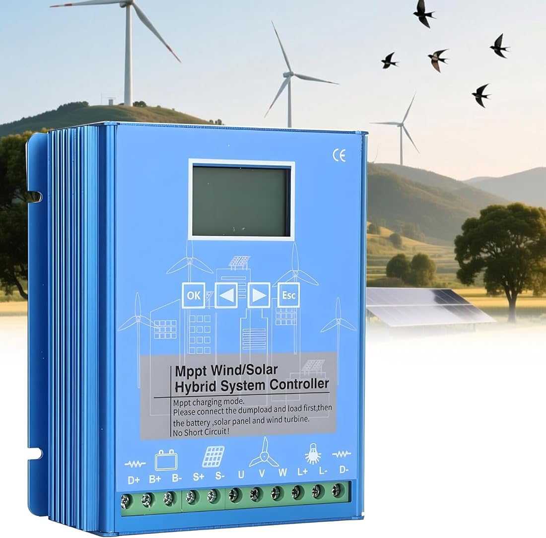 Off Grid Hybrid Wind Solar Controller,3000w-8000w Wind Turbine Generator Solar Panel Auto Regulator,Multiple Load Control Modes,Customize Settings According Needs 8000W