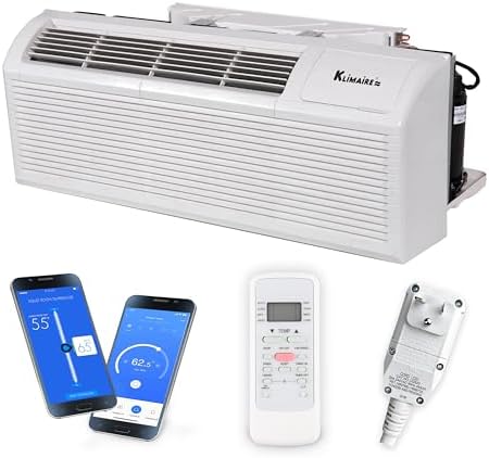 Klimaire PTAC 15,000 BTU Air Conditioner Heat Pump R-32 with Remote Control & 3.5 kW Electric Heater -230V