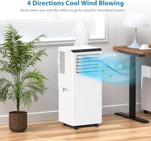 8000Btus Portable Air Conditioner 3-in-1 with Remote Control and LED Display - Cools Up to 350 Sq. Ft., Includes Dehumidifier, Fan, Sleep Mode, Energy Efficient, and Easy Installation Kit