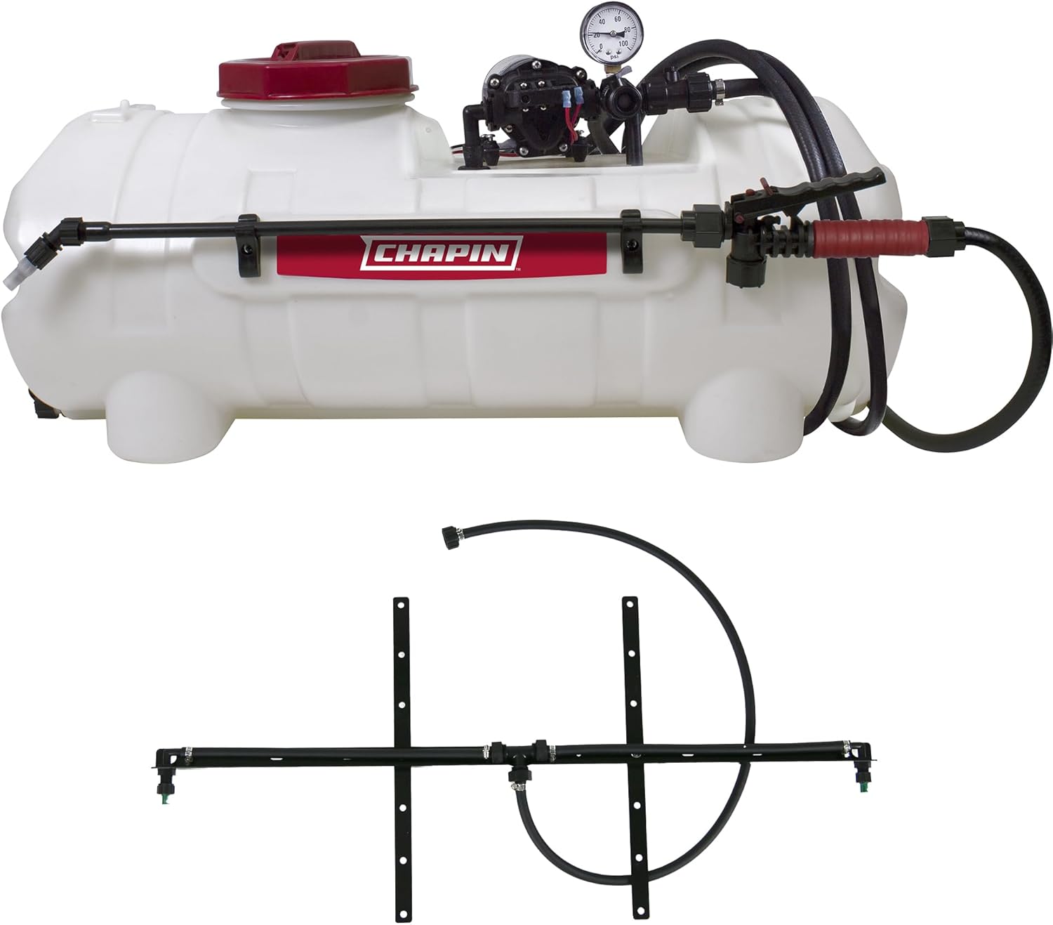 Chapin 97114: Made in The USA 15-Gallon 2.5GPM/12V EZ Mount Deluxe Multi-Purpose ATV/UTV Tank Sprayer for Lawn & Garden, Farm & Acreage, Fertilizers, Weed Control, with 2-Nozzle Spray Boom Attachment