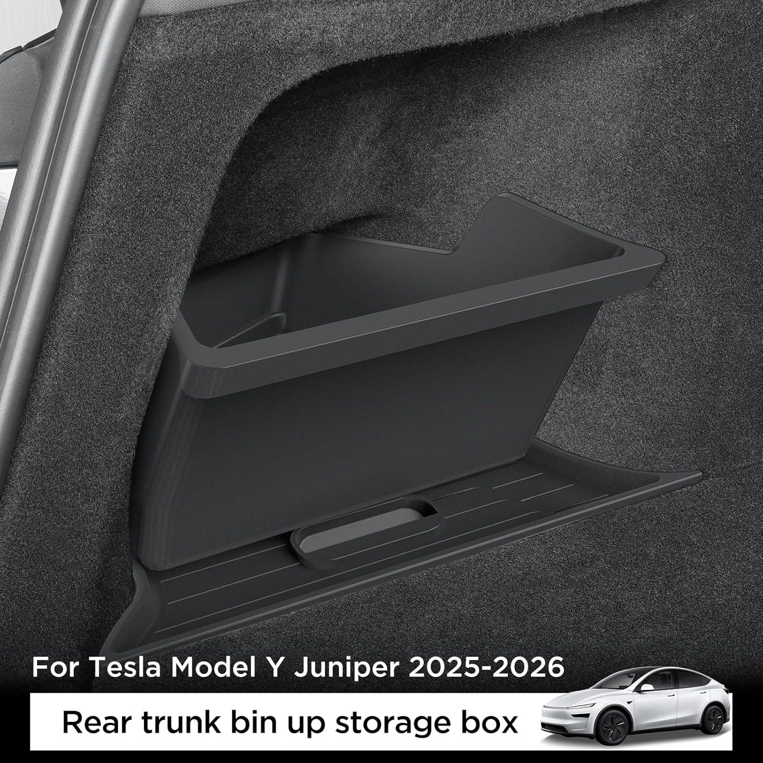 LUCKEASY Rear Trunk Storage Bins & Trunk Corner Up Storage Box for Tesla Model Y Juniper 2025 2026 Trunk Side Storage Box for Model Y Juniper 2025.03-Present Accessories Black TPE