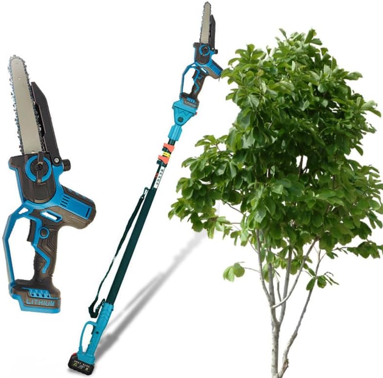 2-in-1 Cordless Pole Saw & Mini Chainsaw, 6-inch Brushless Chain Saw with 2X 4000mAh Battery 16-Foot Reach Pole Saw for Wood Cutting Garden