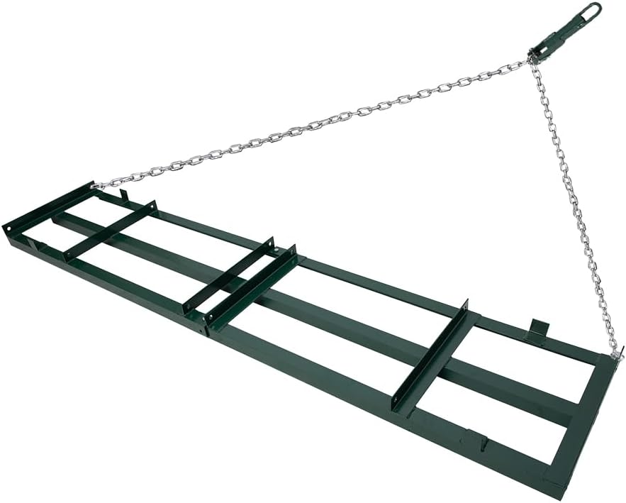 Yeeoy 8 FT Drag Harrow, Driveway Drag Grader Landscape Power Rake, Tow Behind Yard Lawn Leveling Tool with 6 Ft Heavy Duty Chain for ATV, UTV, Tractor, Mower