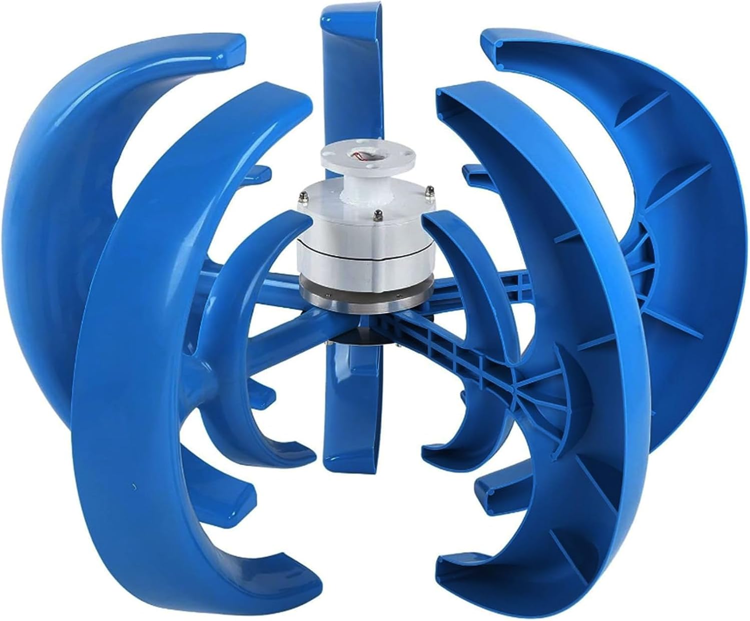 3000W 12V/24V 5-Blade Vertical axis Wind Turbine Generator with MPPT Controller, Three-Phase Permanent Magnet Motor kit, Blue Power Production Equipment for Home, 48V