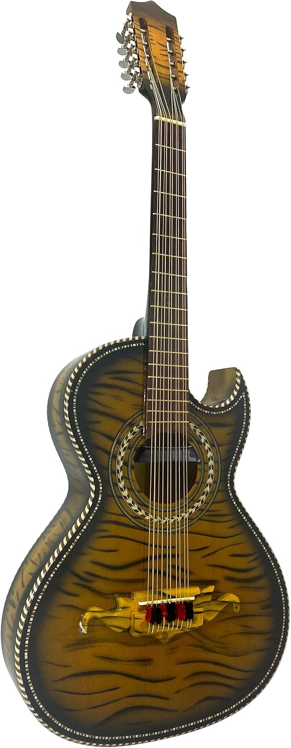 D'Luca Paracho 10-String Bajo Quinto Acoustic-Electric Right-Handed Tiger Yellow (DL-PQ1-EQ-TY)