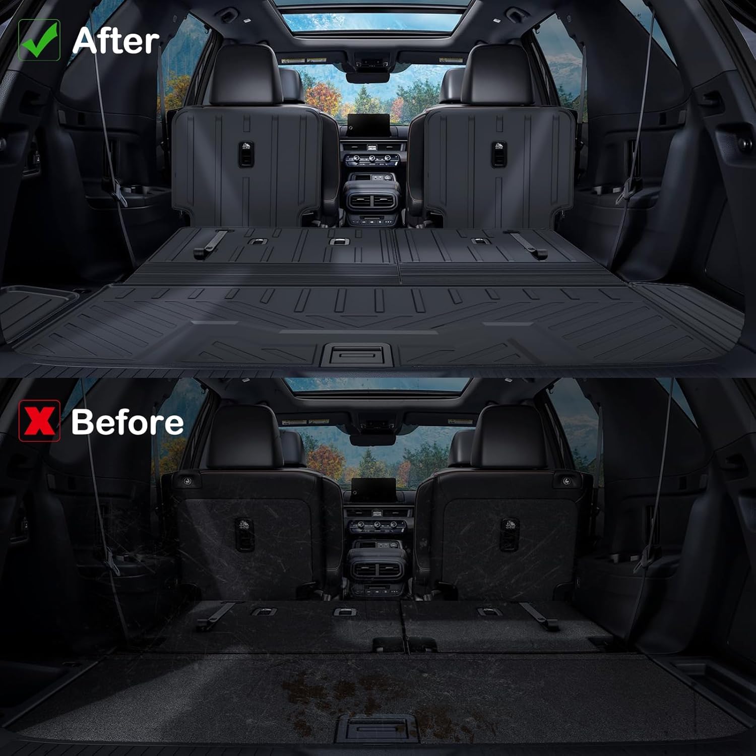 Floor Mats for 2023 2024 2025 Honda Pilot Upgrade Trunk Mat with Backrest Mat All Weather Floor Liners TPE Rubber Cargo Liner Fit for 2025 Honda Pilot Anti-Slip Full Set Automobile Mats Accessories