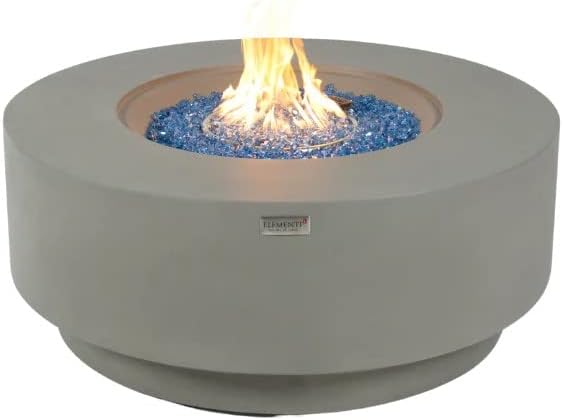 AMS Fireplace | Elementi Plus | Colosseo | Round Light Gray Concrete Propane Gas Fire Table Pit (Liquid Propane)
