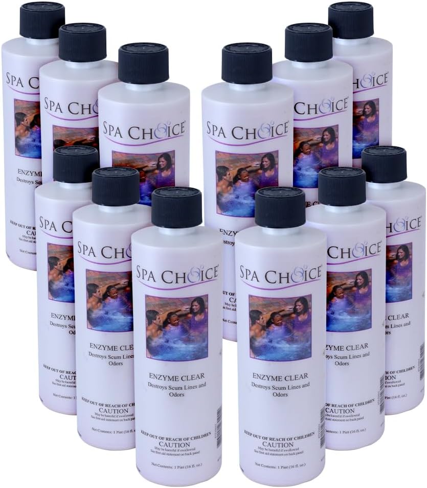 SpaChoice 1-Pint 12-Pack Premium Hot Tub Enzyme Clear, Spa Clarifier Hot Tub, Made in USA