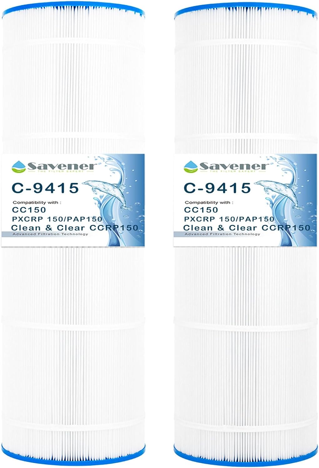 Pool Filter Cartridge Compatible with CC150, Clean & Clear CCRP150, 59054300, 160317, 160355, 160352,R173216, Posi-Clear PXCRP 150, PAP150, Unicel C-9415, 150 sq.ft. 2 Pack