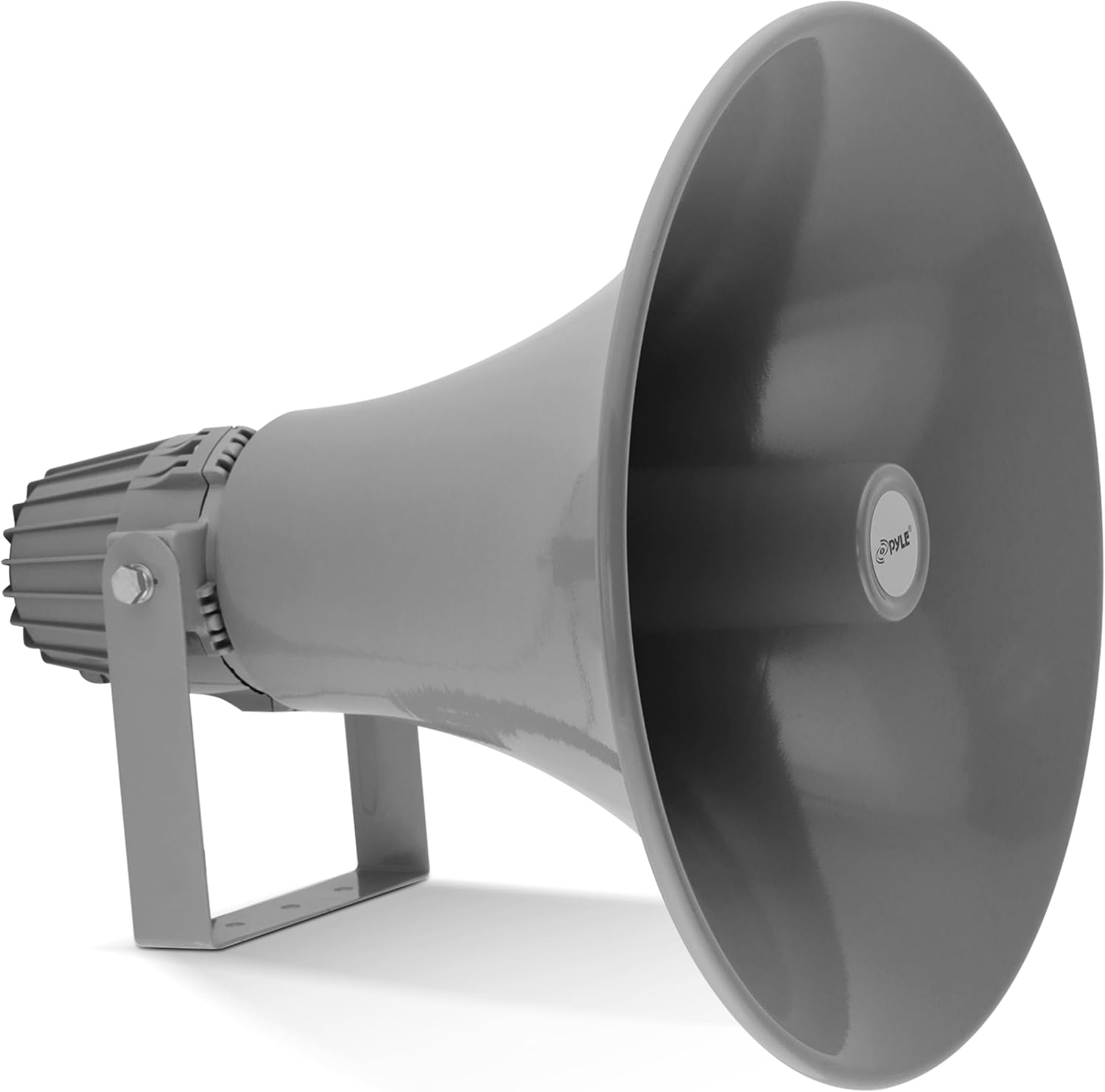 Pyle PA Horn Speaker - 16' 80W Compact Loud Sound Megaphone with 400Hz-5KHz Frequency, 16 Ohm, 100V/70V Transformer, Mounting Bracket, Ideal for Indoor/Outdoor Audio Systems (PHSP16, Gray)