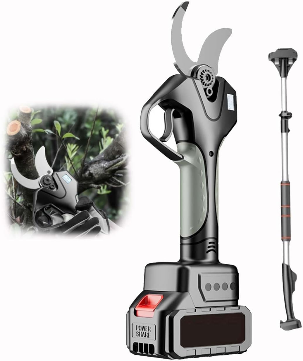 Professional Electric Pruning Shears for Garden and Orchard Use – Cordless Tree Cutter with SK5 Blade – Powerful, Precise, and Easy to Operate for All Trimming Needs(Withpole)