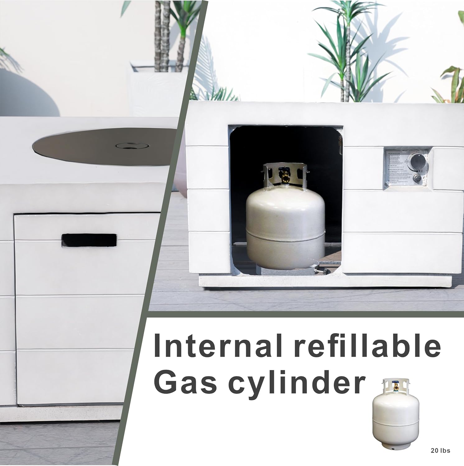 2 in 1 Outdoor Fire Table 50,000 BTU Gas Fire Pit & Coffee Table 34.5