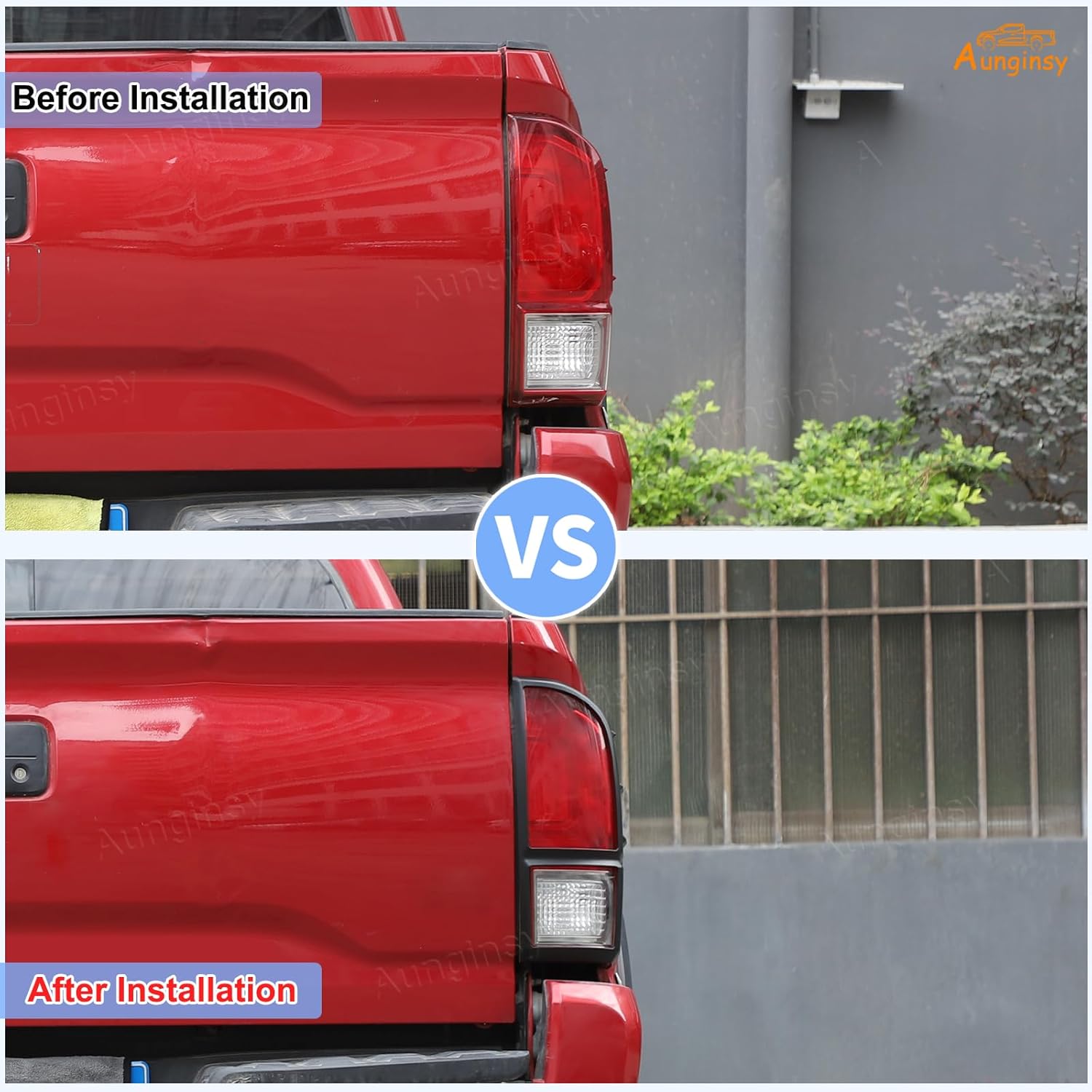 Aunginsy Tail Light Lamp Cover Compatible with Toyota Tacoma 2016-2023 Car Rear Taillight Lamp Guard Frame Bezels Tail Brake Light Trim Cover Rear Headlight Decorative Cover Protection ABS Accessories