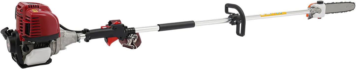 4 Stroke 43CC Gasoline Powered Pruning Chainsaw, Gasoline Pole Mounted High Reach Saw, Adjustable Length Pole Tree Saw Tree Pruner, 6500-8500 RPM Chainsaw for Tree Pruning