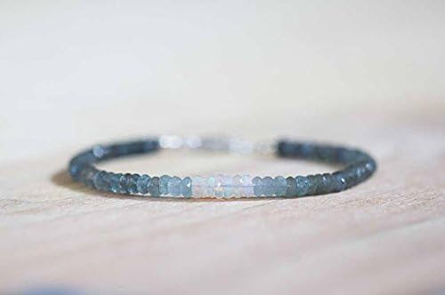 JEWELZ moss aquamarine bracelet with welo opal, delicate ethiopian opal jewelry, beaded shaded jewelry, sterling silver platedor rose gold filledfilled filled 4mm 7 inches