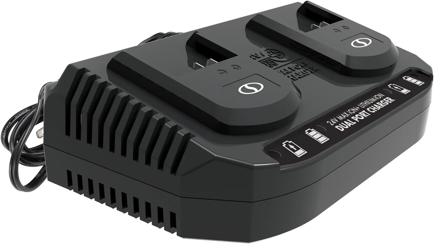 Snow Joe Docking Station Battery Charger, Dual Port Quick Charge for 24V IONMAX Lithium Ion Batteries - Electric Power Charging Machine for Yard Tools, 24VCHRG-DPC