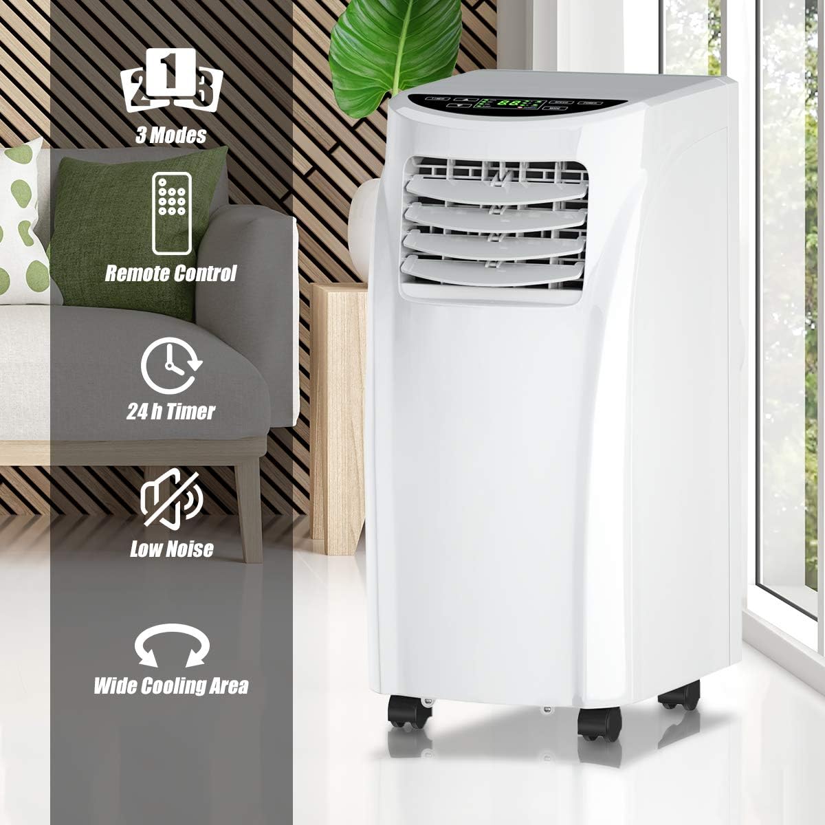 Portable Air Conditioner, Mini Air Conditioner with LCD Display, Mini Air Conditioner with Remote Control, Portable Air Conditioner for Home Office Use - White