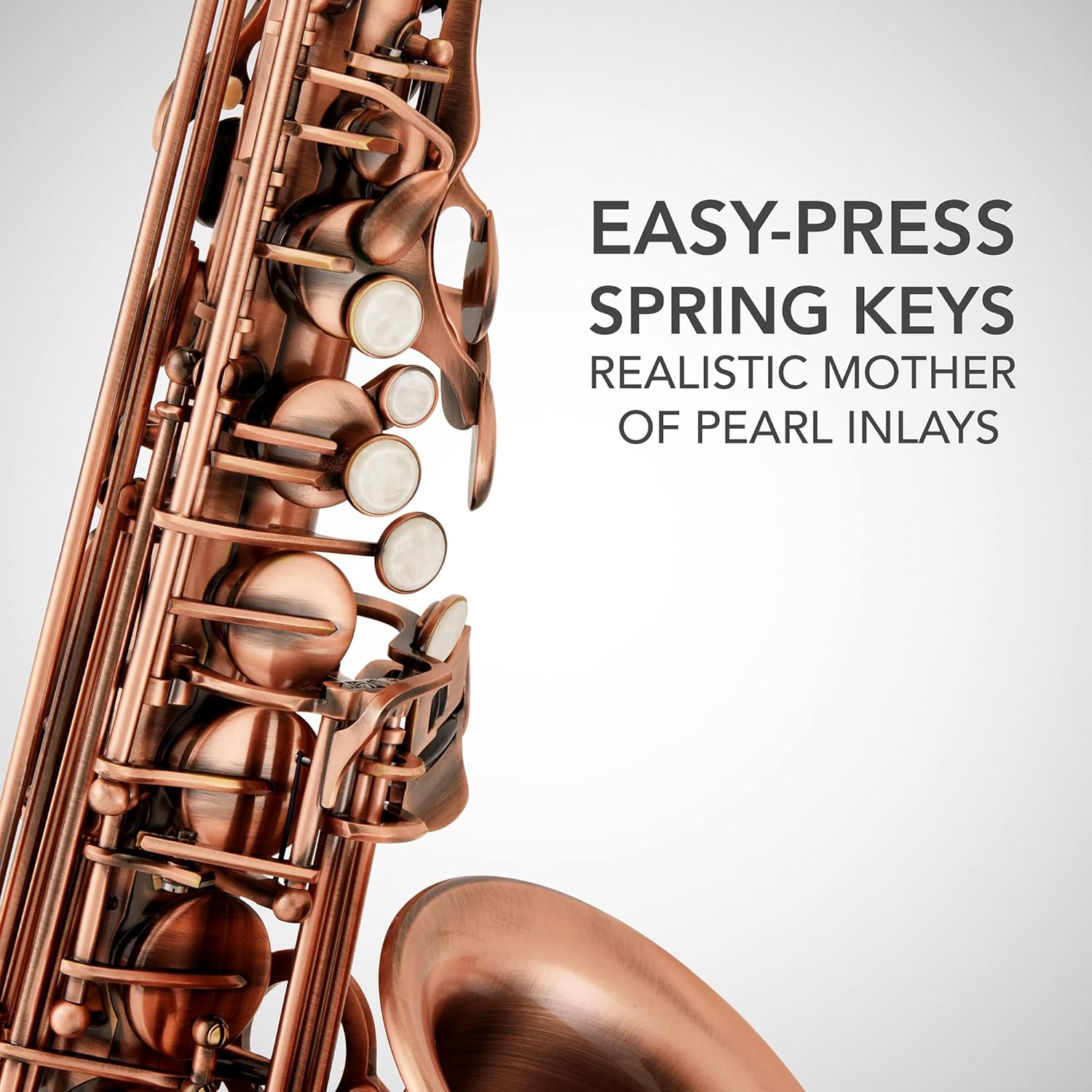 Alto Saxophone E Flat Brass Sax Kit, Professional Sound, Complete Accessories, Ideal for All Players, Includes Hard Case, 10 Extra Reeds, Strap, Gloves, Cleaning Kit & More, Antique Red Finish