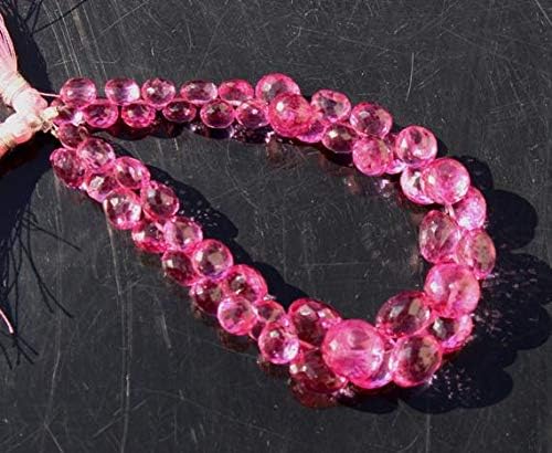 13 inch natural beads strand of 6-11mm faceted onion mystic pink quartz gemstone briolletes beads for DIY jewelry - necklace, bracelet, earring, ring.
