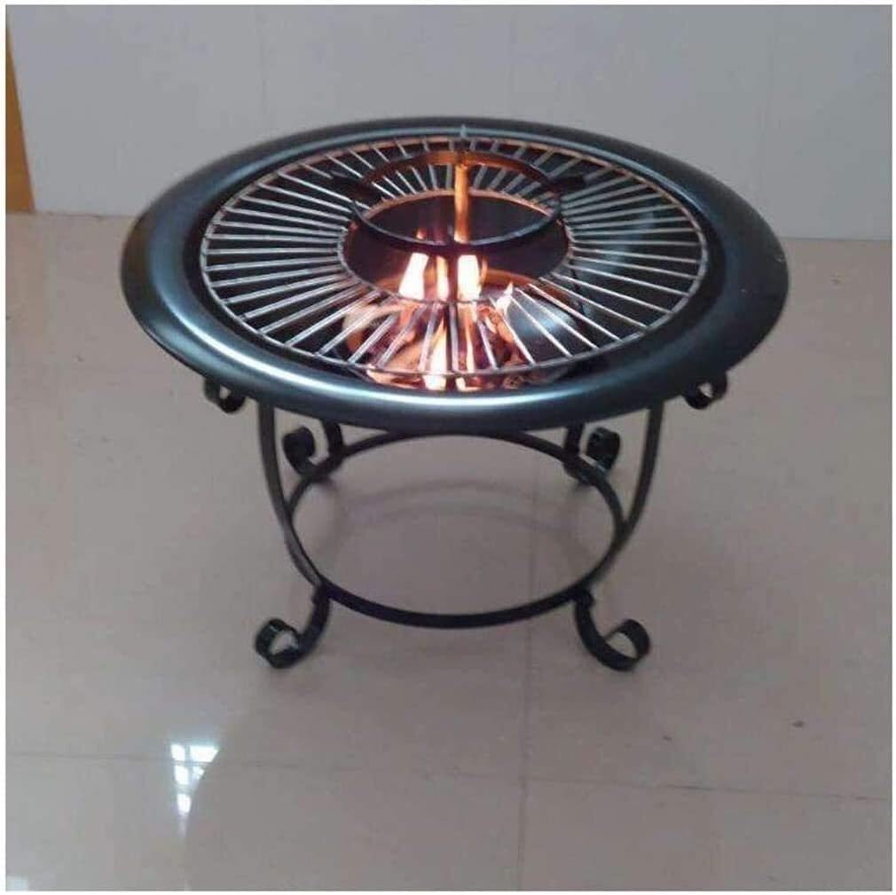 Outdoor Fire Pit BBQ Grill, Bonfire Pit Outdoor Fire Large Bonfire Wood Burning Patio Coal Grill Firepit for Outside Grill Charcoal Smokeless Grill with Spark Screen Poker (Size : 56cm) ()