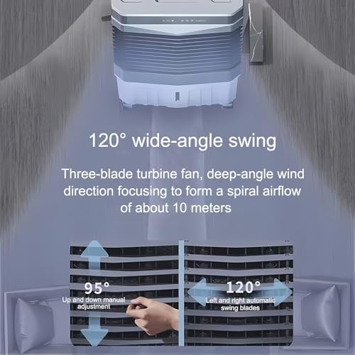 Commercial Evaporative Air Cooler Fan, Swamp Cooler Air Conditioner with 3-Speed, Large Water Tank, 120°Oscillation, Move The Scroll Wheel, Industrial Air Conditioning Fan for Room Outdoor(90x44x33cm/
