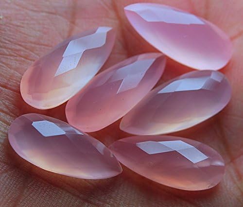 3 matched pair, quality, rose chalcedony faceted long pear shape briolettes 8x20mm
