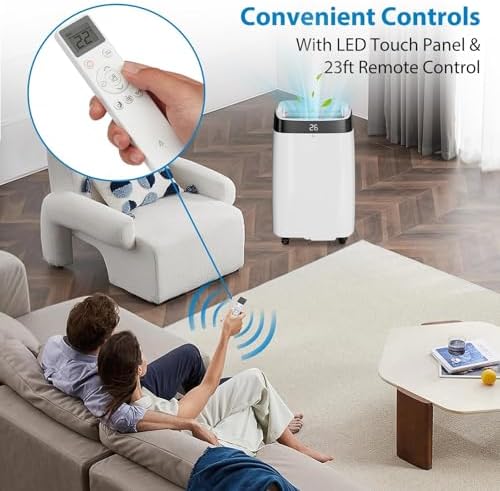 Portable Air Conditioners, 3-In-1 AC with Remote Control Cools Up to 450 Sq. Ft,10000 BTU Mini Air Cooler with Digital Display and 24H Timer for Office and Home