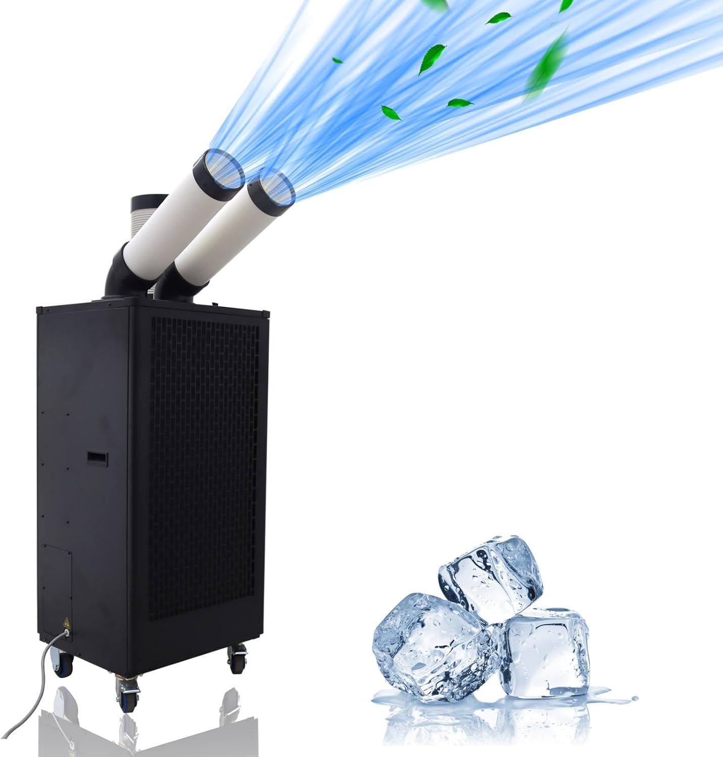 15,400 BTU Mobile Spot Cooler Double Columns Industrial Air Conditioners 780m³/h Portable Cooling Aircon for Outdoor/Indoor 220V 2100W